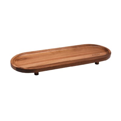 BANDEJA OVALADA CON BASE SAKURA DE ACACIA PHUKET EDITION 48 X 18 X 4.1 CMS