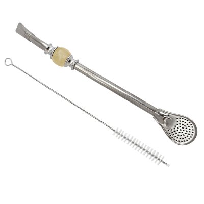 BOMBILLA P/MATE STONE EDITION SAKURA CREAM IVORY ACERO INOX  C/ LIMPIADOR