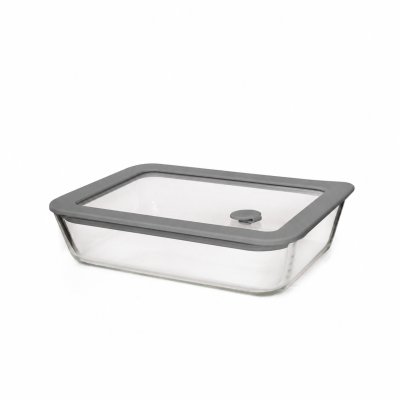 RECIPIENTE HERMETICO DE VIDRIO CON VALVULA DE VACIO 0.7 L - HOME CONCEPT GREY