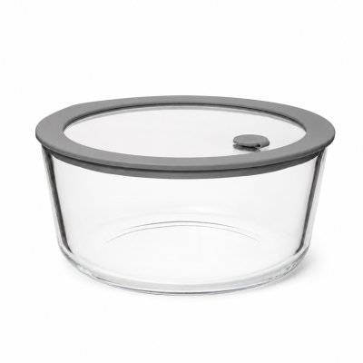 RECIPIENTE REDONDO HERMÉTICO DE VIDRIO CON VÁLVULA DE VACÍO 1.6 L - HOME CONCEPT GREY
