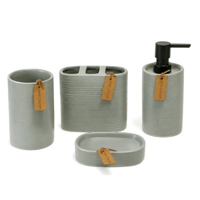 SET DE BAÑO HOME CONCEPT HABITAT EDITION GRIS 4 PIEZAS