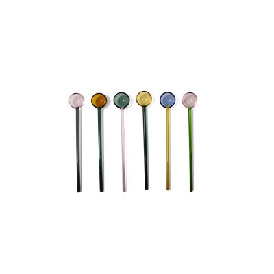 SET X6 CUCHARITAS LARGE DE VIDRIO HOME CONCEPT MULTICOLOR 18.5 CMS