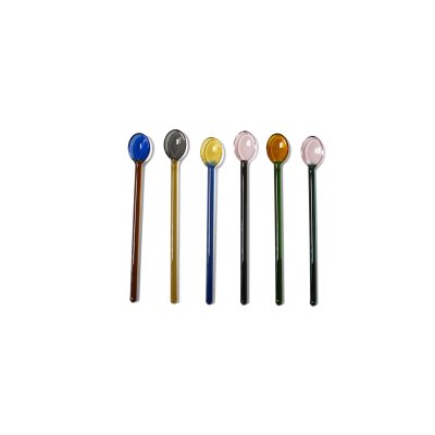 SET X6 CUCHARITAS OVALADAS DE VIDRIO HOME CONCEPT MULTICOLOR 15 CMS