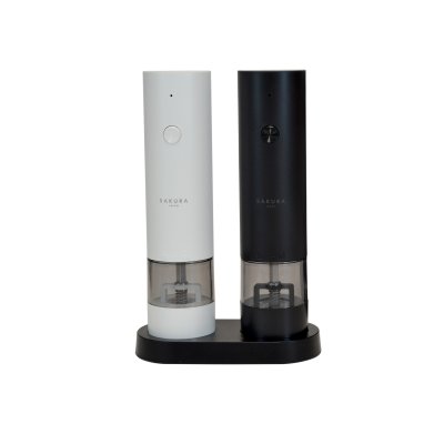 SET SALT & PEPPER SAKURA MODERN ELECTRIC  - MOLINILLOS ELECTRICOS DE SAL Y PIMIENTA CON BASE 19 CMS