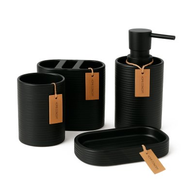 SET DE BAÑO HOME CONCEPT HABITAT EDITION NEGRO 4 PIEZAS