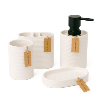 SET DE BAÑO HOME CONCEPT HABITAT EDITION BLANCO 4 PIEZAS